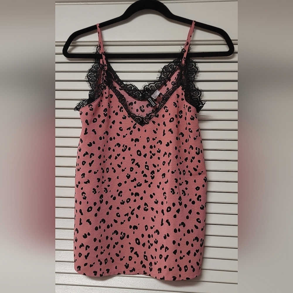Divided - Leopard Print V-Neck Spaghetti Strap Top With Lace